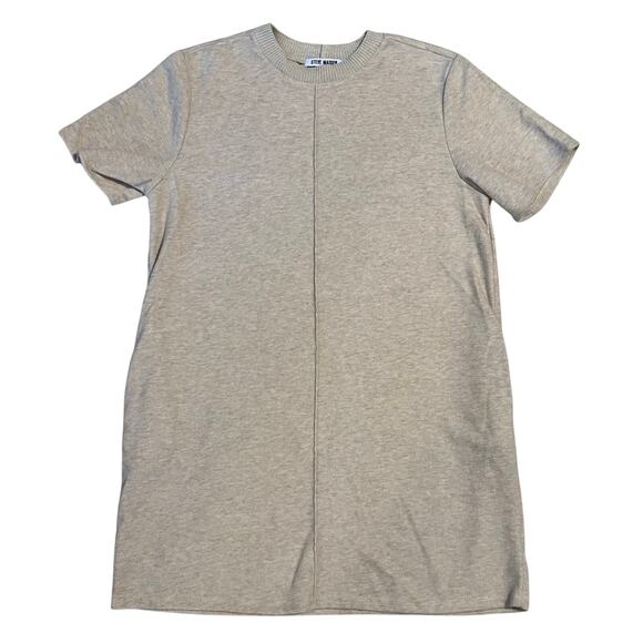 Steve Madden Oatmeal Short Sleeve Above the Knee Seamed Sweater Dress Size Large - Picture 1 of 5
